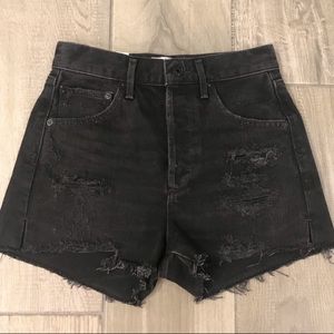 Agolde Black Distressed Jean Shorts
